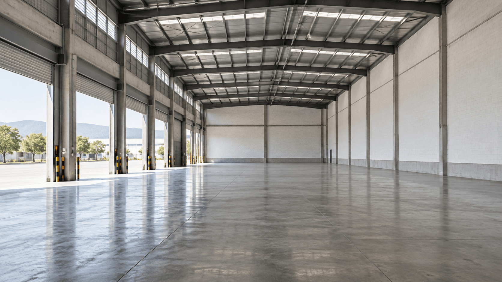 Interior despejado de bodega industrial
